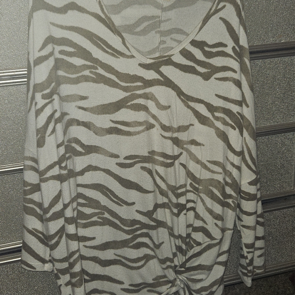 Gray and Brown Zebra Print Top